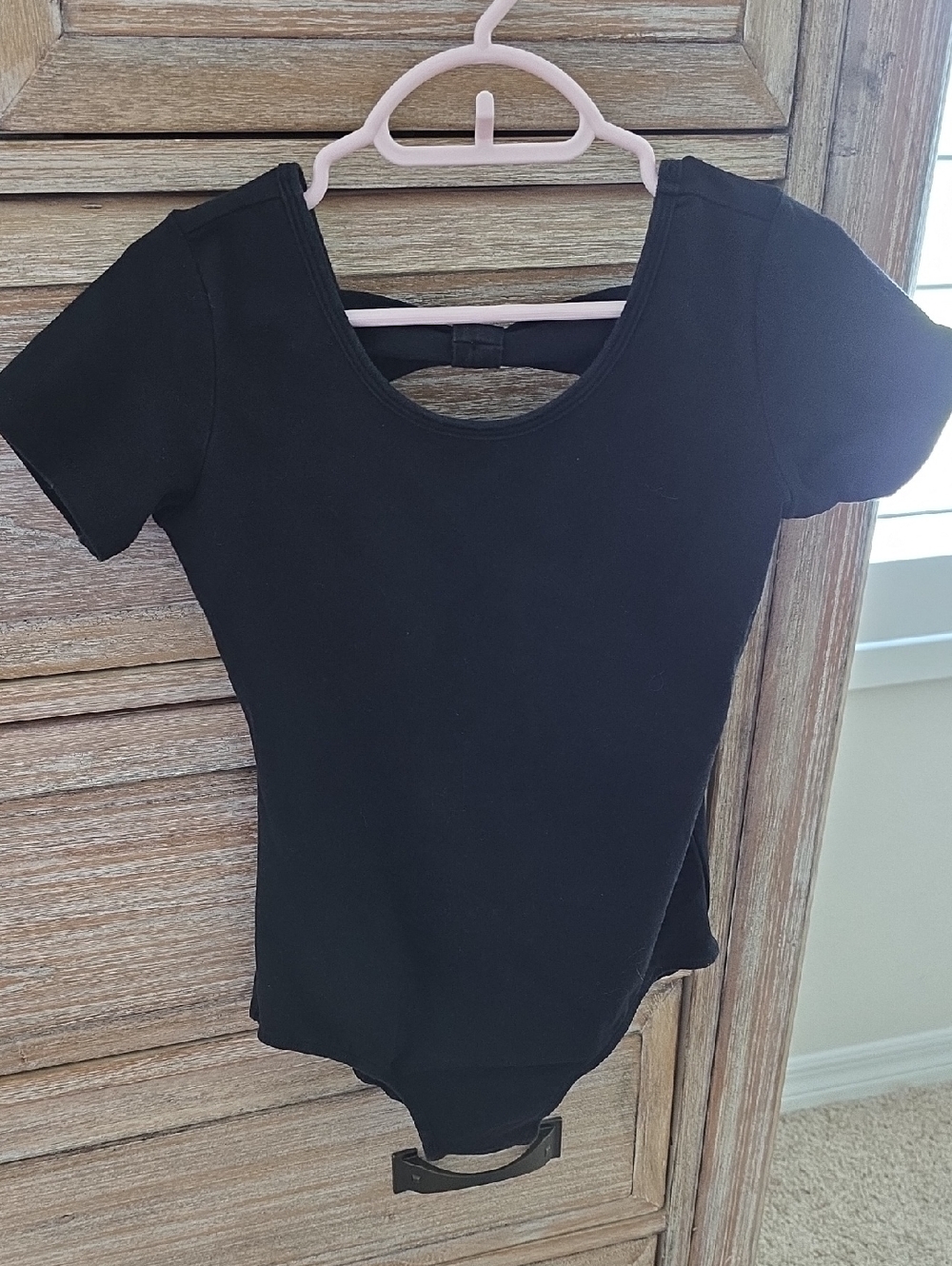 Elle Black Short-Sleeve Scoop Neck Bodysuit